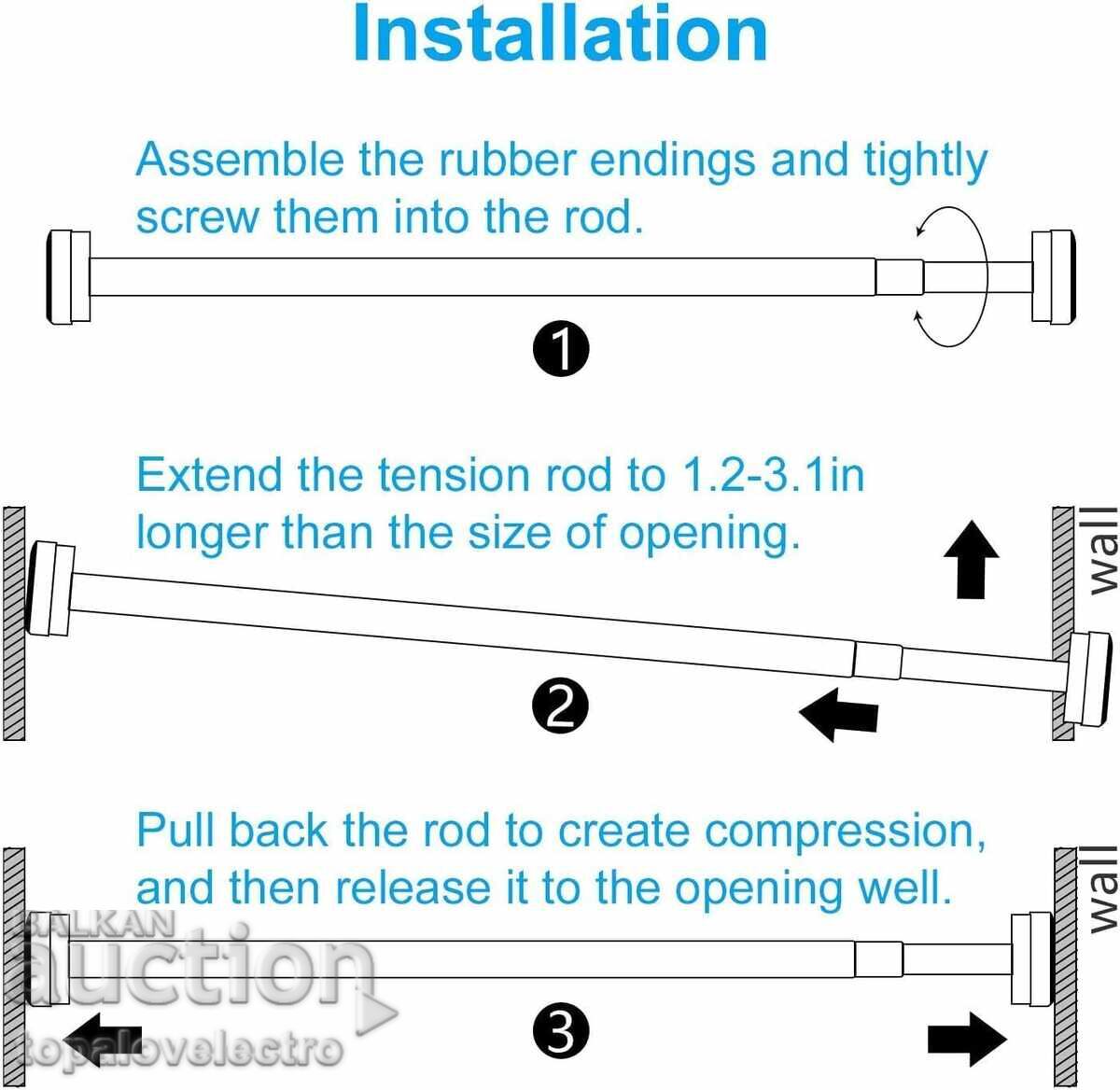 НОВ! Телескопичен корниз за баня 50–200 см, неръждаема стома с цена 19.00 лв. | € 9.71
