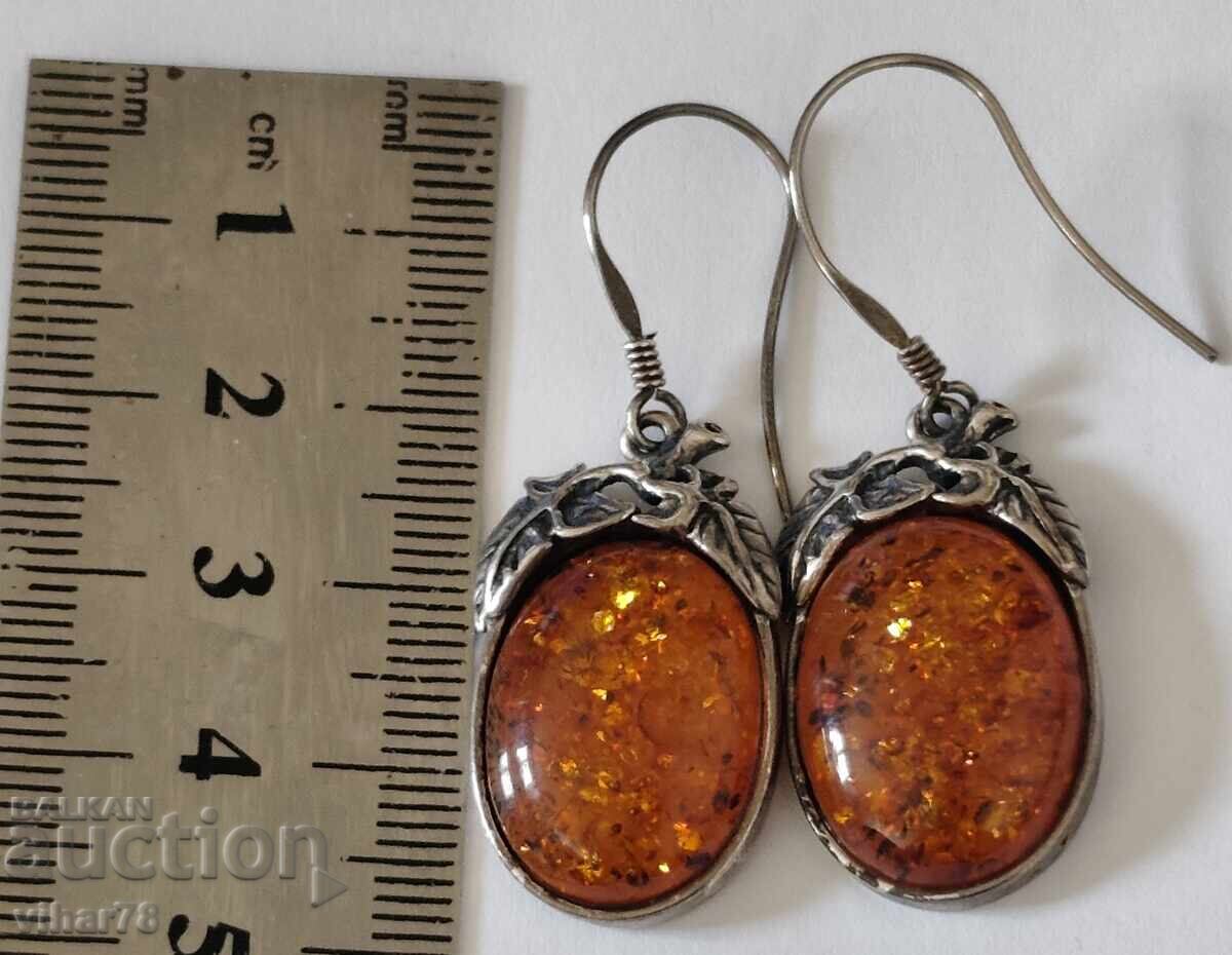 Cercei argint vintage eleganți cu chihlimbar baltic cu preț 179.99 BGN | € 92.03