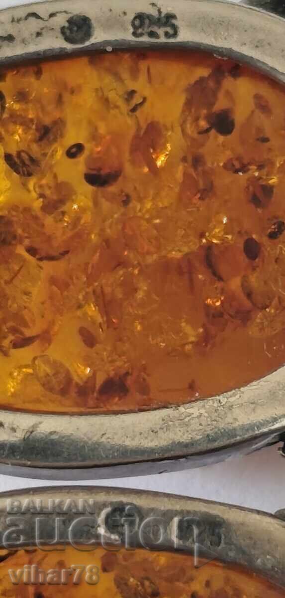 Cercei argint vintage eleganți cu chihlimbar baltic - 5