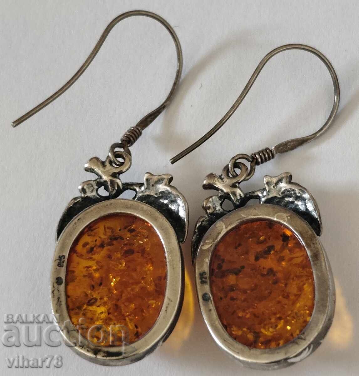 Cercei argint vintage eleganți cu chihlimbar baltic - 6