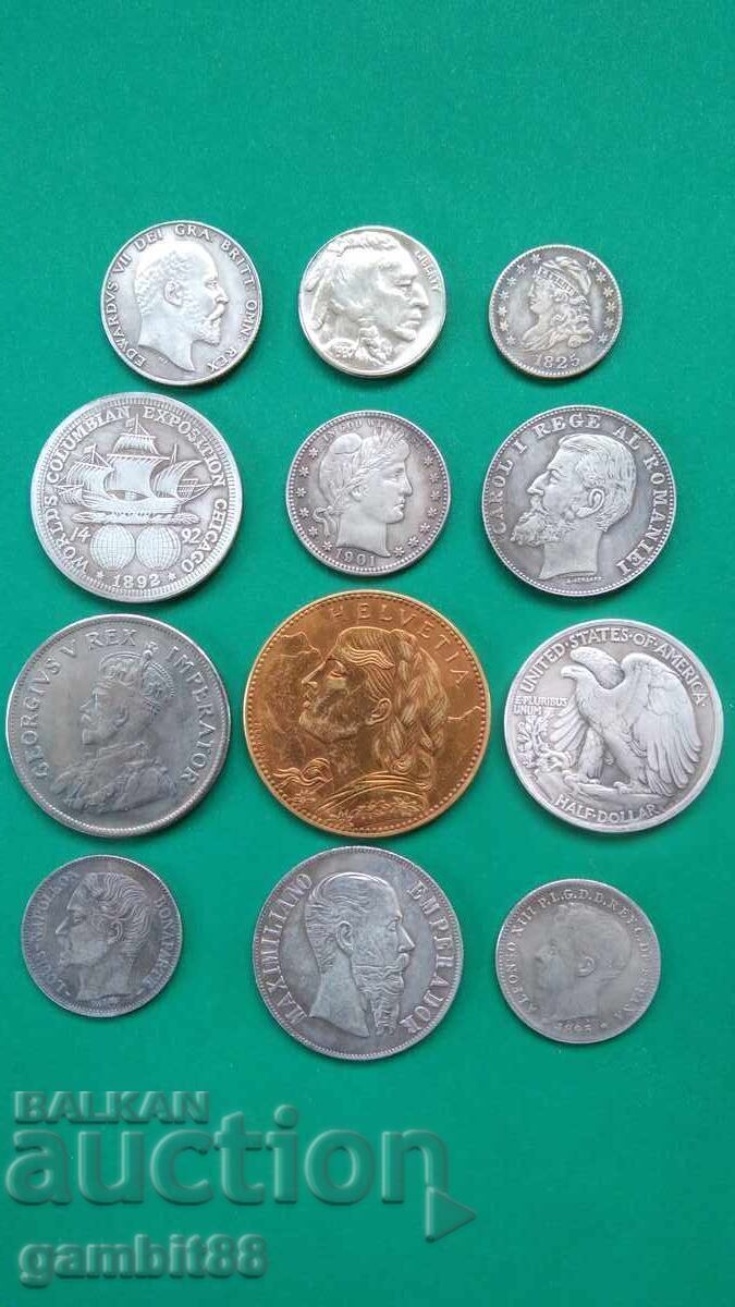 Delivery of LOT OF QUALITY COIN REPLICAS - 12 pcs