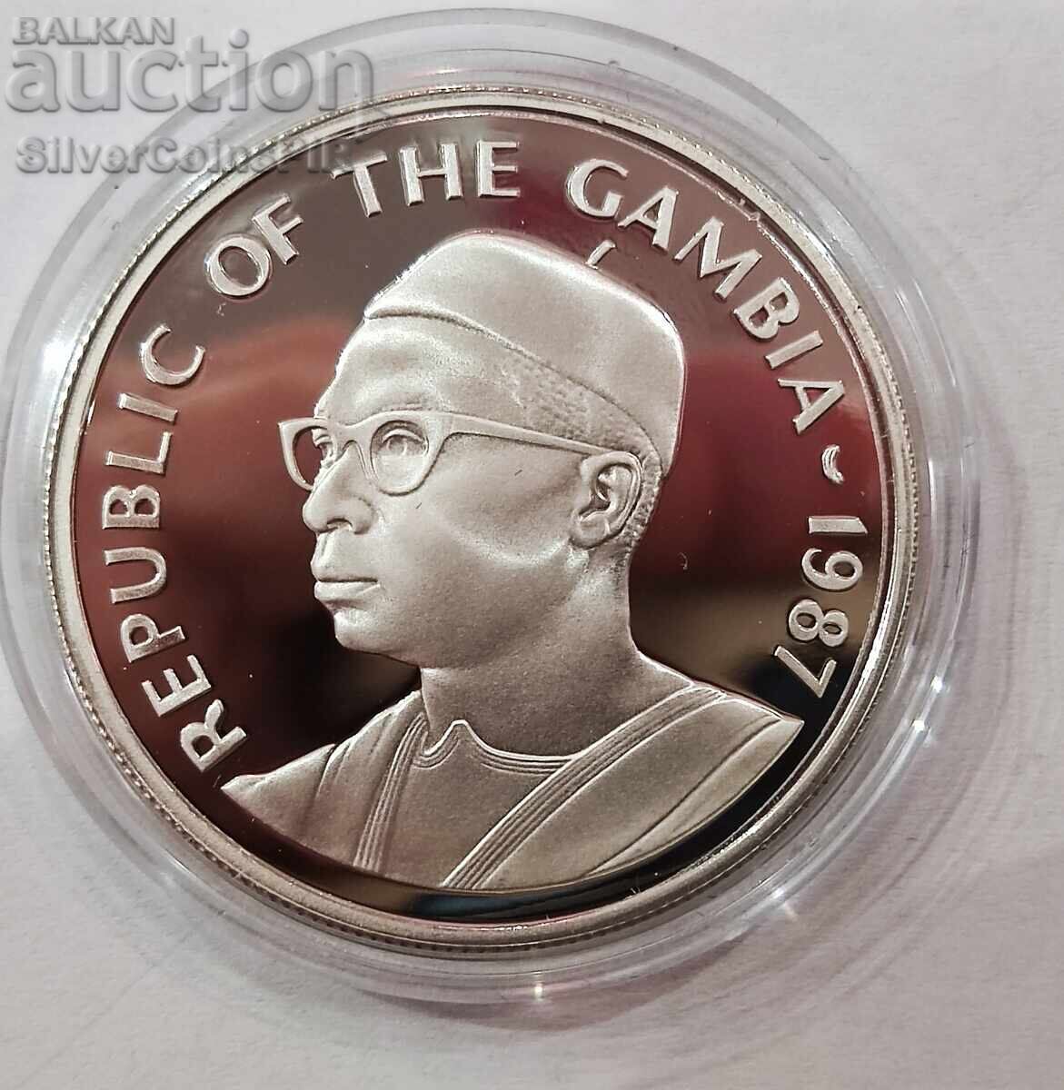 Silver 20 Dalasis Monkey 1987 Gambia Endangered Animals - 5