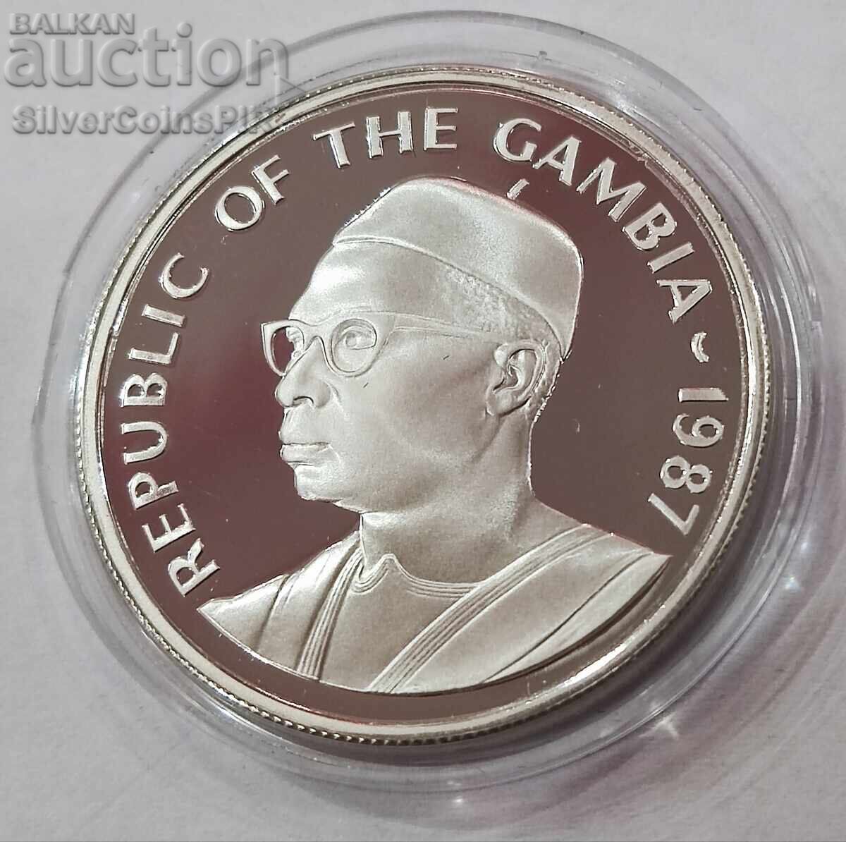 Silver 20 Dalasis Monkey 1987 Gambia Endangered Animals - 6