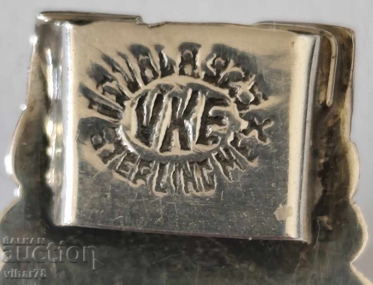 Аукцион Сребърна винтидж гривна с абалон