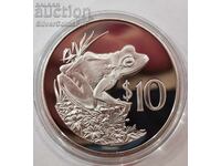 Silver 10$ Frog 1986 Fiji Endangered Animals