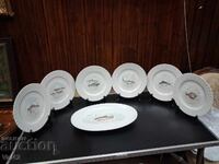 REGINA Porcelain Plate Set - Fish, 7 pieces