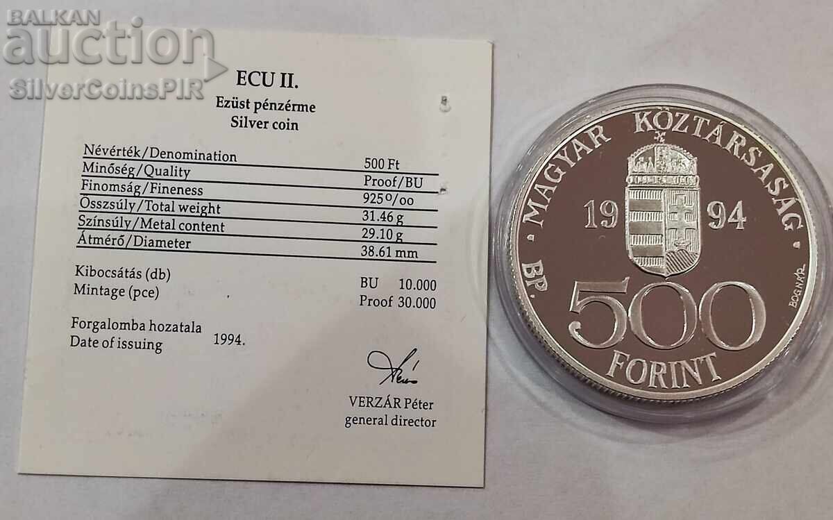Аукцион Сребро 500 Форинта Интеграция 1994 Унгария