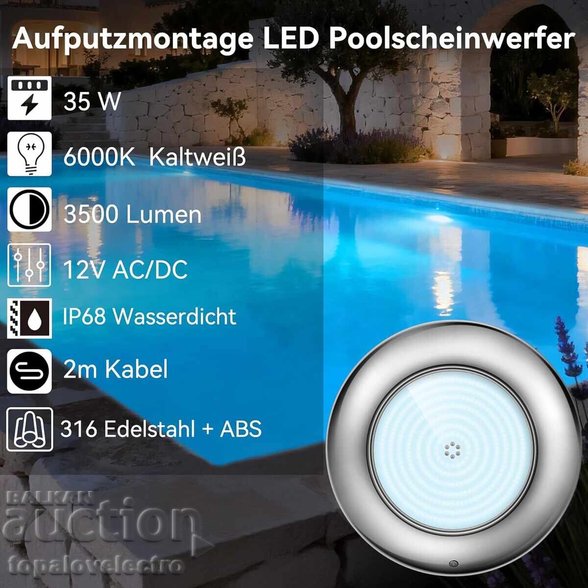 Δημοπρασία ΝΕΟ! Εξαιρετικά λεπτός προβολέας LED για πισίνα 35W – 3500 lm, ανοξείδωτος Δημοπρασία ΝΕΟ! Εξαιρετικά λεπτός προβολέας LED για πισίνα 35W – 3500 lm, ανοξείδωτος