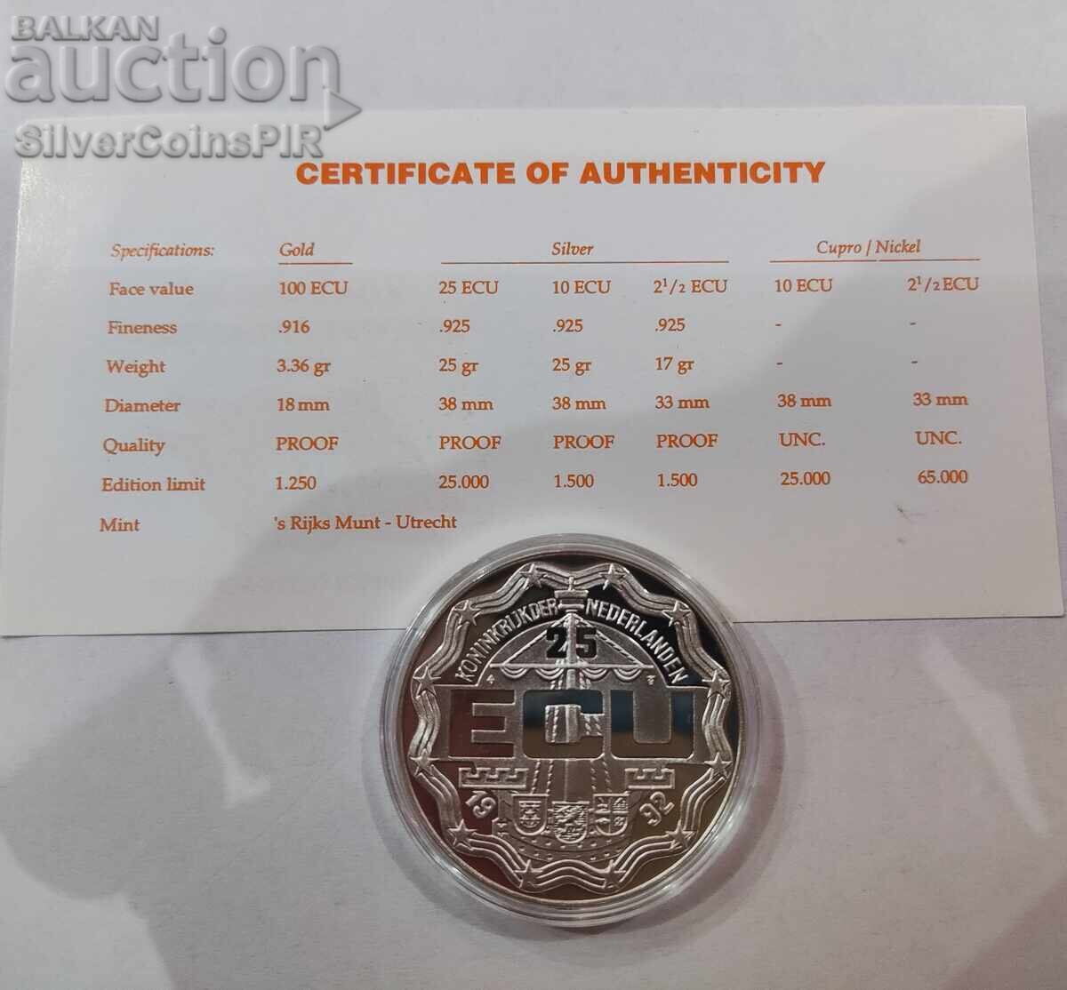 Auction  Silver 25 ECU Royal Family 1992 Netherlands