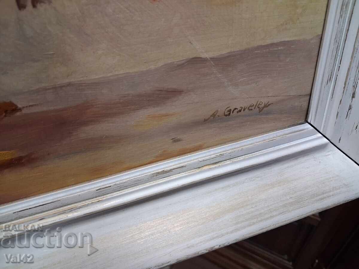 A. Graveley - Floral Composition in White, Orange, and Blue with price 15.11 BGN | € 7.73