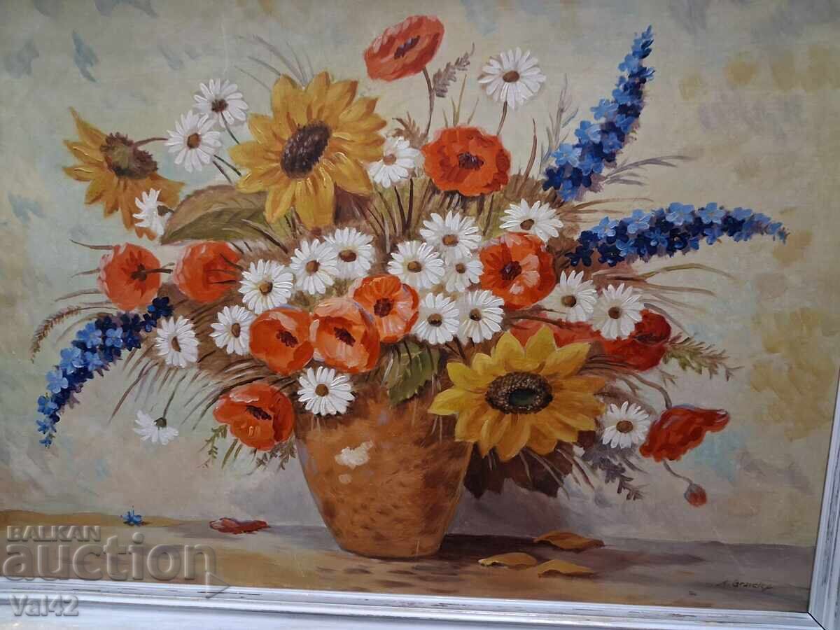 A. Graveley - Floral Composition in White, Orange, and Blue - 5