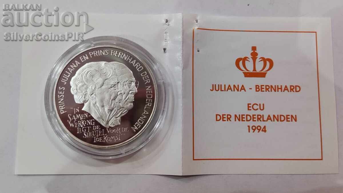 Сребро 25 Екю Джулиана и Берхард 1994 Нидерландия с цена 11.00 лв. | € 5.62