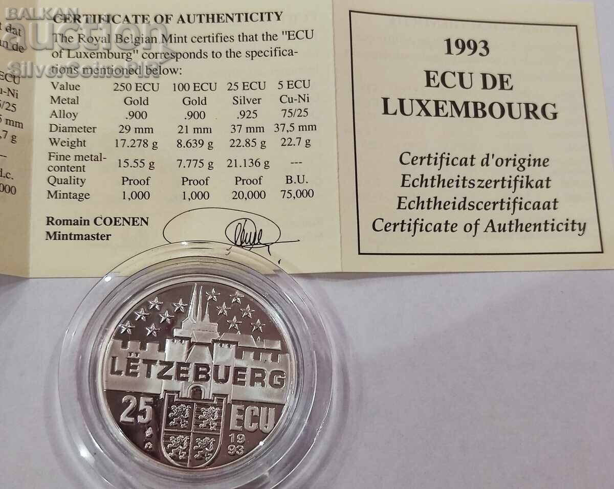 Доставка на Сребро 25 Екю Гранд Дъч Йозеф Беч 1993 Люксембург