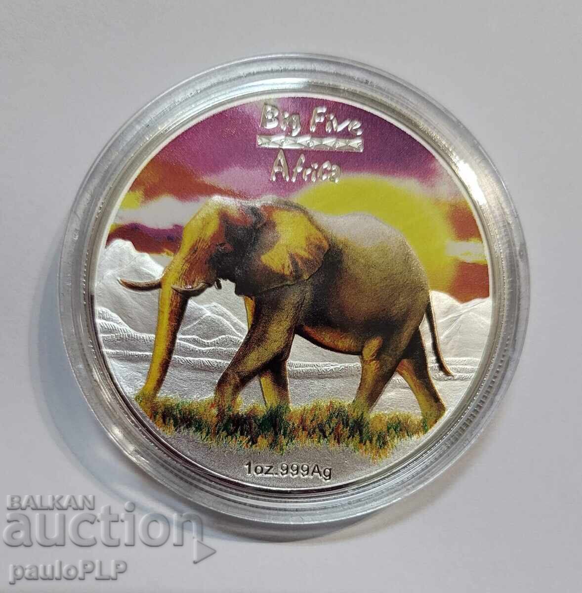 СРЕБРО Африкански слон 2008 Цветна СРЕБРО Африкански слон 2008 Цветна