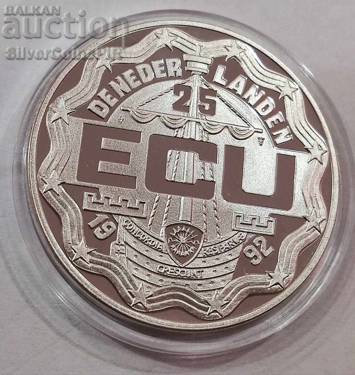 Сребро 25 Екю Вилем I 1992 Нидерландия - 6