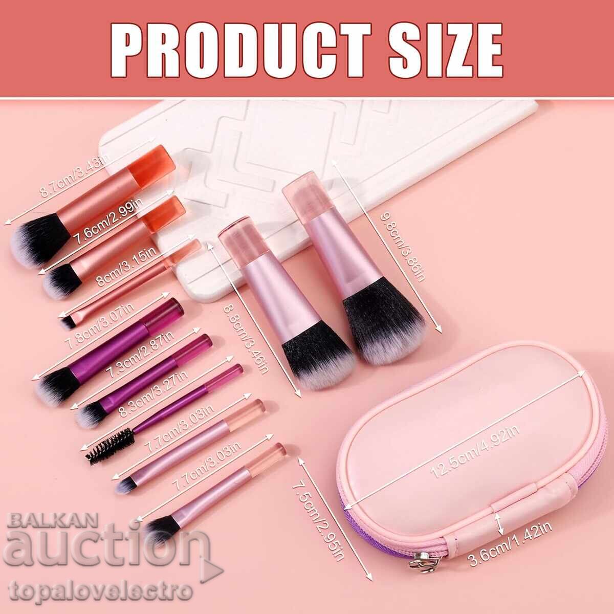 NOI! 10 buc. mini pensule machiaj cu husă, compacte, profesionale cu preț 11.00 BGN | € 5.62