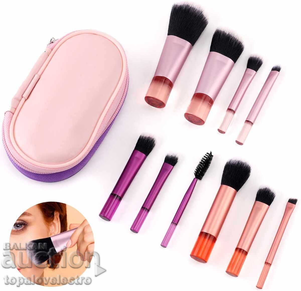 NOI! 10 buc. mini pensule machiaj cu husă, compacte, profesionale