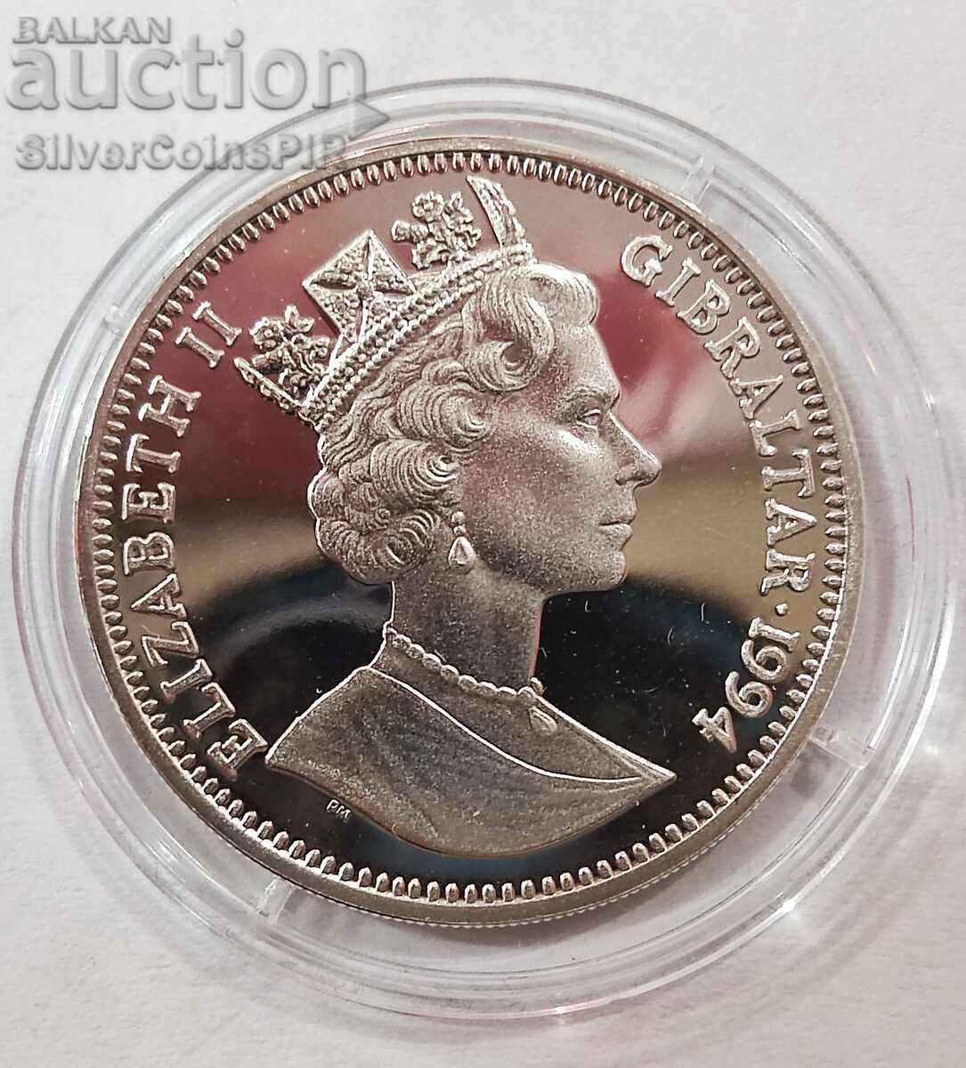 Auction  Silver 14 ECU Eurotunnel 1994 Gibraltar