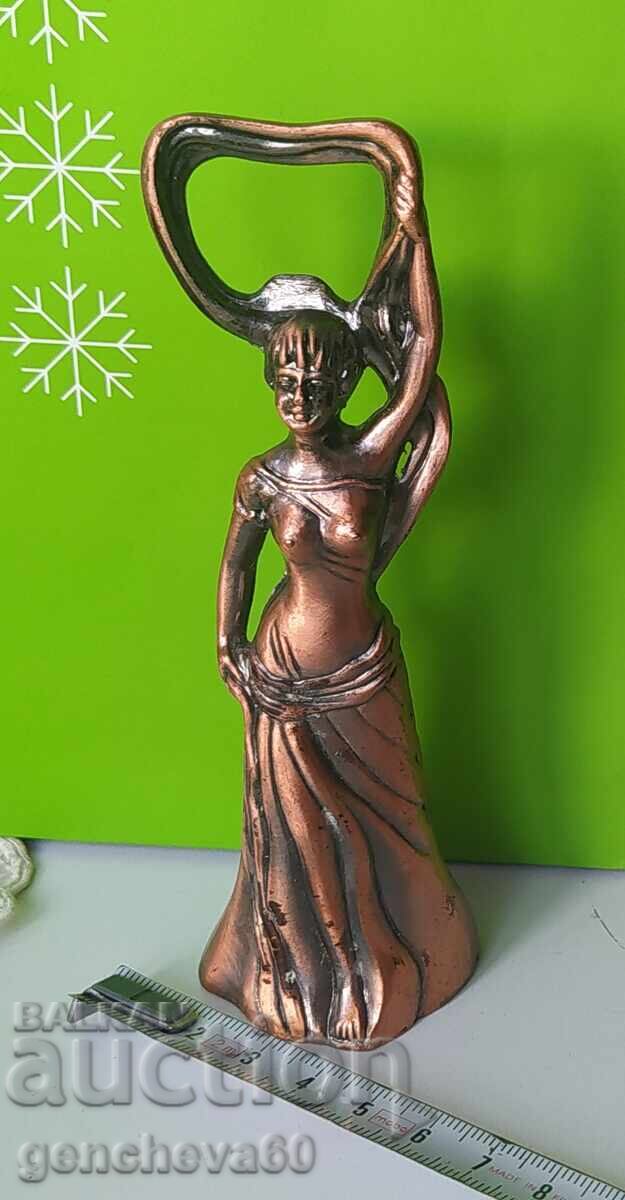 Russian girl - metal bottle opener with USSR stamp - 5