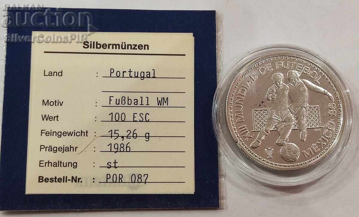 Ασημένιο 100 Εσκούδος Παγκόσμιο Κύπελλο Ποδοσφαίρου 1986 Πορτογαλίας με τιμή 16.00 BGN | € 8.18
