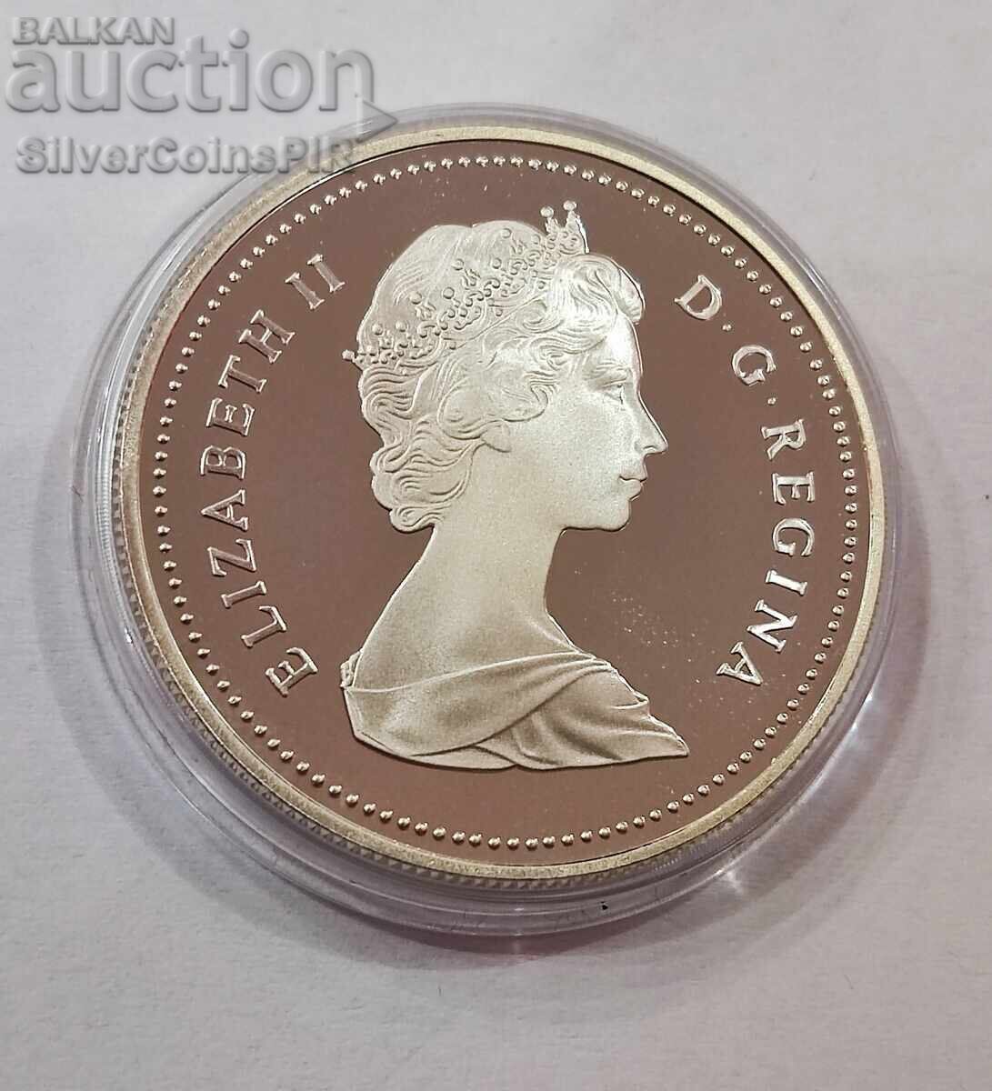 Παράδοση Ασημένιο 1$ 100 χρόνια Σιδηροδρομική Γραμμή 1986 Καναδάς Παράδοση Ασημένιο 1$ 100 χρόνια Σιδηροδρομική Γραμμή 1986 Καναδάς