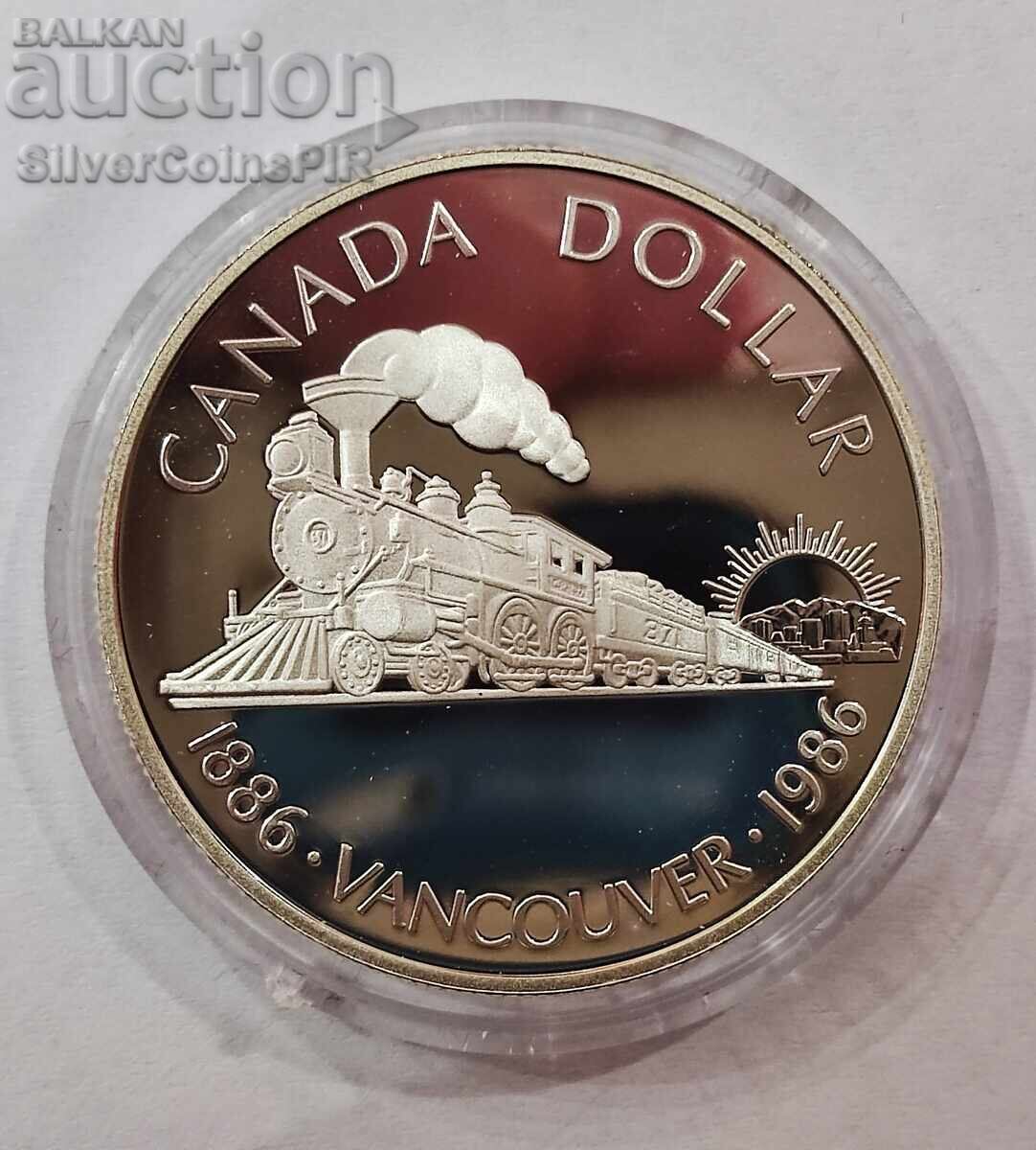 Ασημένιο 1$ 100 χρόνια Σιδηροδρομική Γραμμή 1986 Καναδάς Ασημένιο 1$ 100 χρόνια Σιδηροδρομική Γραμμή 1986 Καναδάς