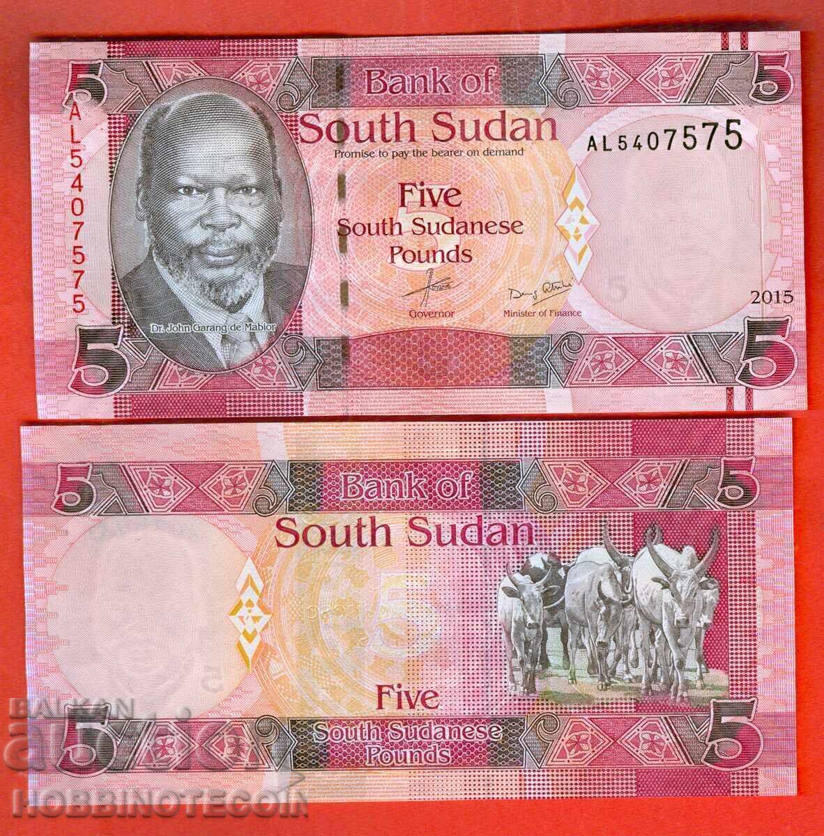 SOUTH SUDAN 5 Pounds issue 2015 NEW UNC