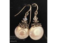 Cercei de argint cu perle și cristal
