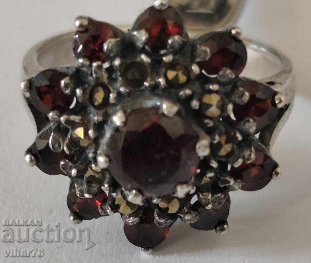 OLD LADIES SILVER RING WITH GARNET AND GOLD PLATED with price 159.99 BGN | € 81.80