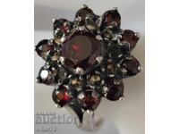 INEL BĂTRÂNE DE ARGINT CU GRANAT ȘI PLACAT cu AUR