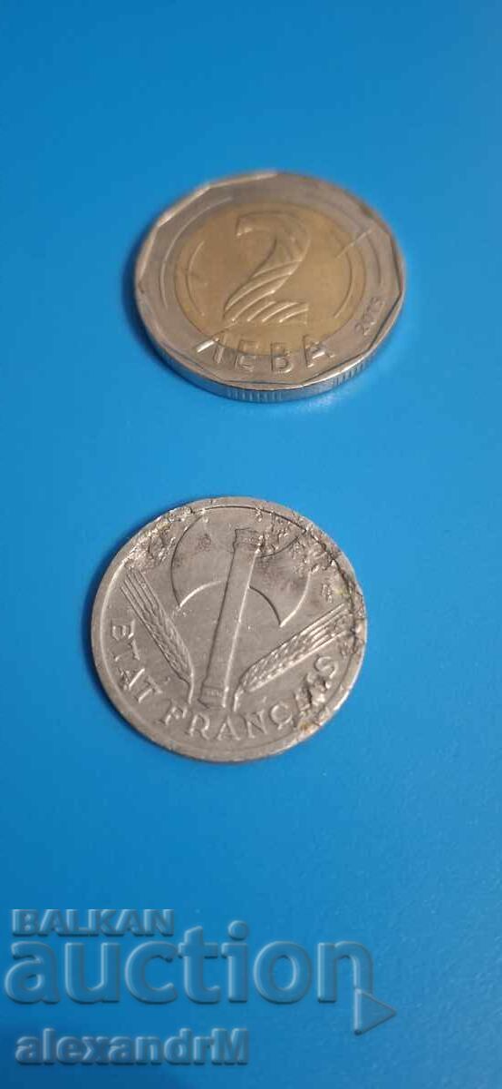 1 φράγκο 1942 Γαλλία Φασιστική/Γερμανική κατοχή με τιμή € 0.51 | 1.00 BGN