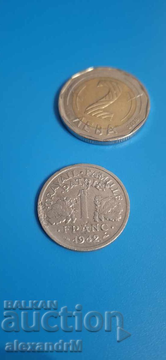 1 franc 1942 Franța Ocupația Fascistă/Germană