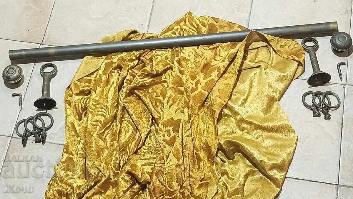 Antique Brass Cornice 1930-40s AND Curtain