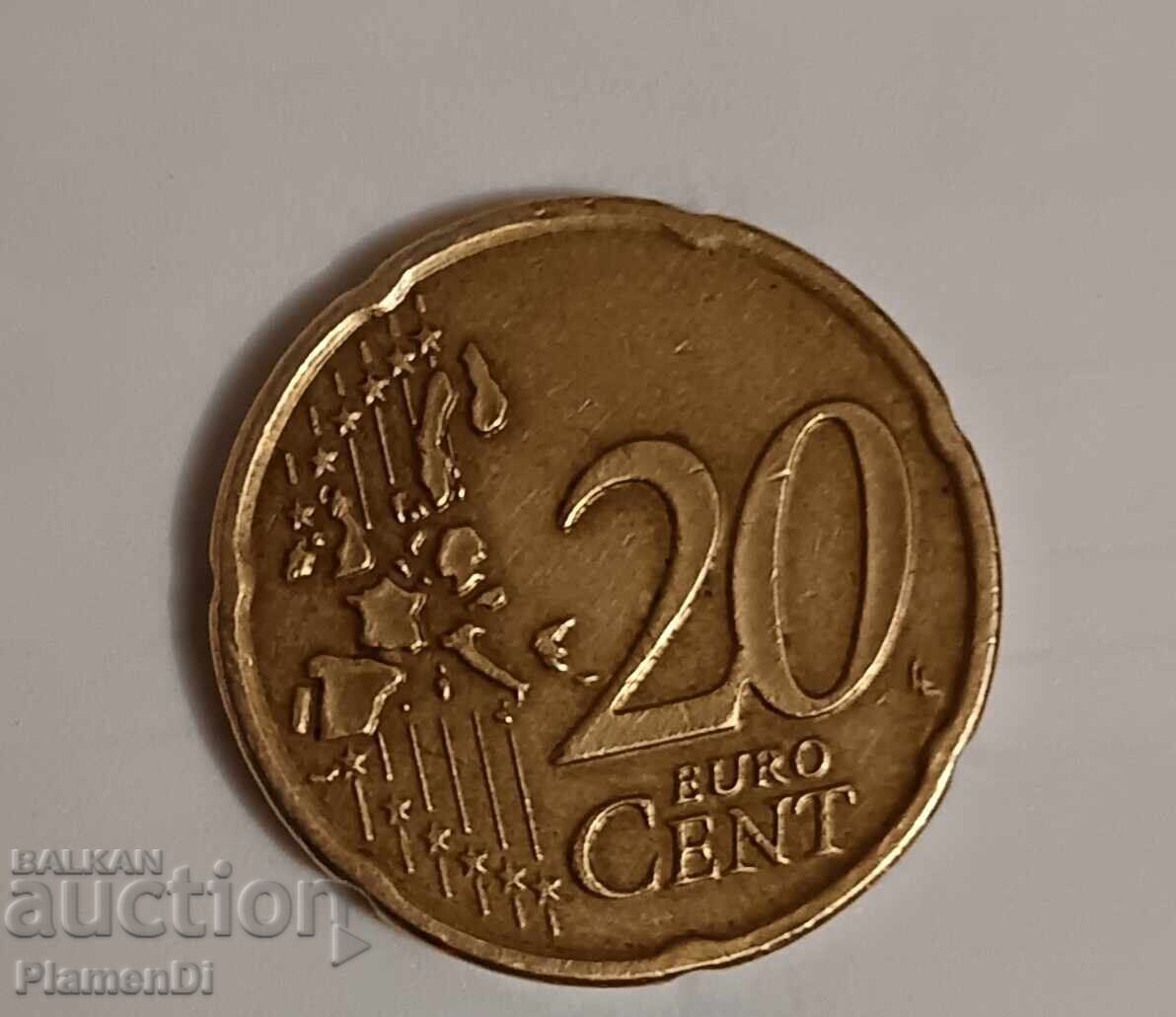 Monedă 20 eurocenți 2002. Grecia