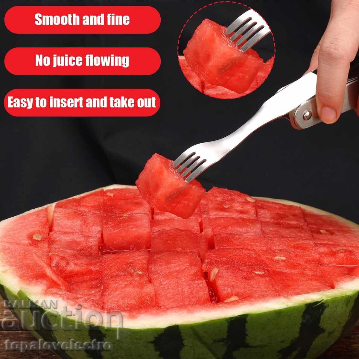 NOU! Cuțit și furculiță pentru pepene, 2-în-1, inoxidabil, ergonomic, pentru - 5