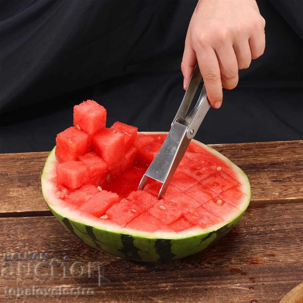 NOU! Cuțit și furculiță pentru pepene, 2-în-1, inoxidabil, ergonomic, pentru - 6