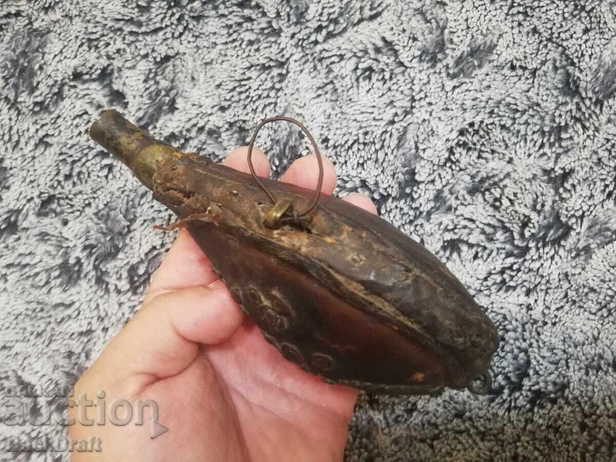 Veche autentică barutniță, curea pentru cartușe, suport pentru gloanțe, pistol, pușcă - 6