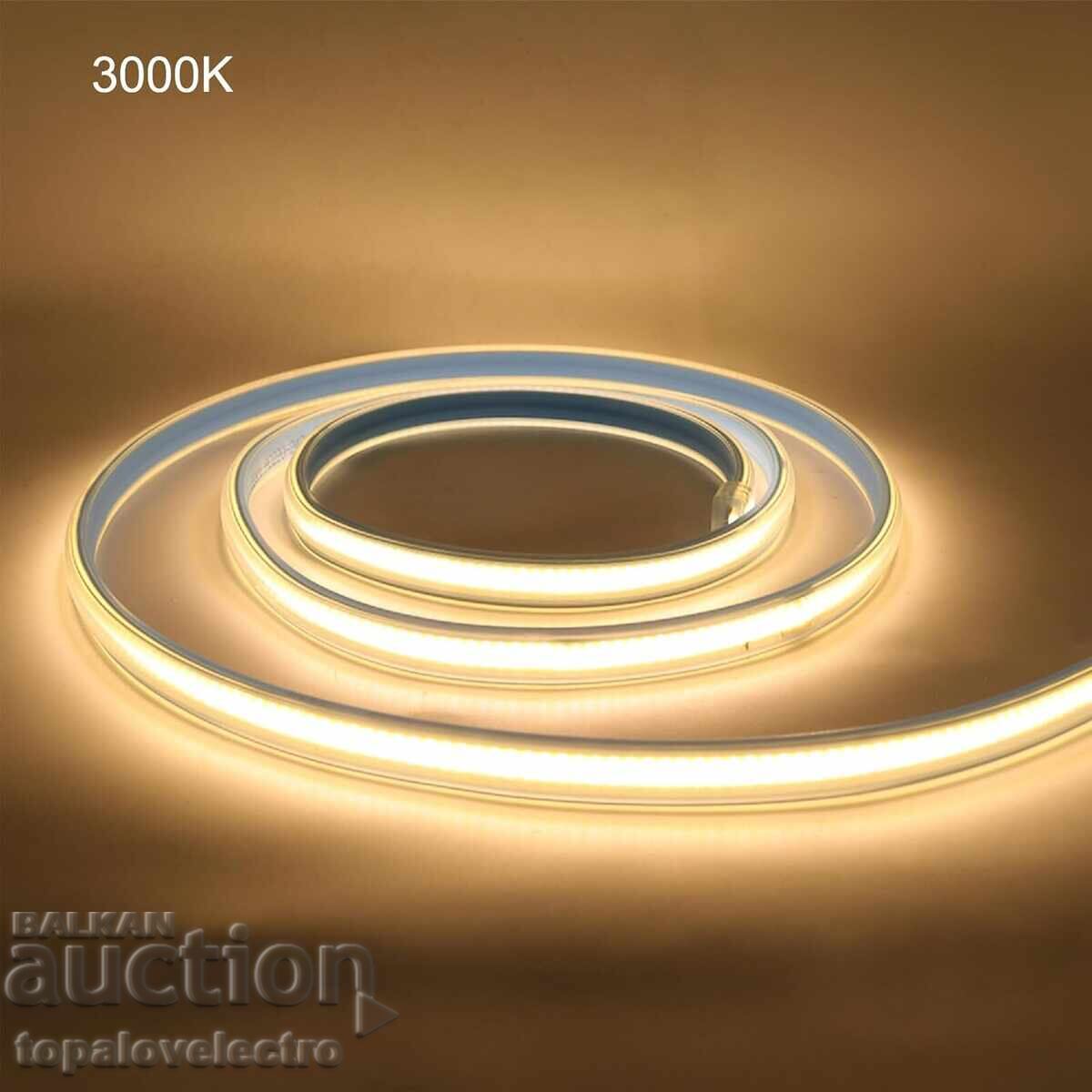 NEW! COB LED strip 3 m, 360 LEDs/m, 220V, IP65 waterproof with price 18.00 BGN | € 9.20