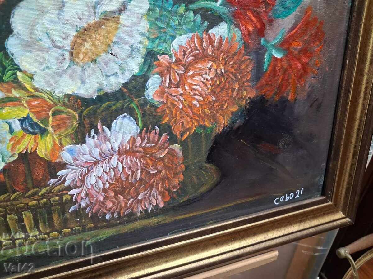 Colorful composition with a bouquet in a basket with price 19.11 BGN | € 9.77