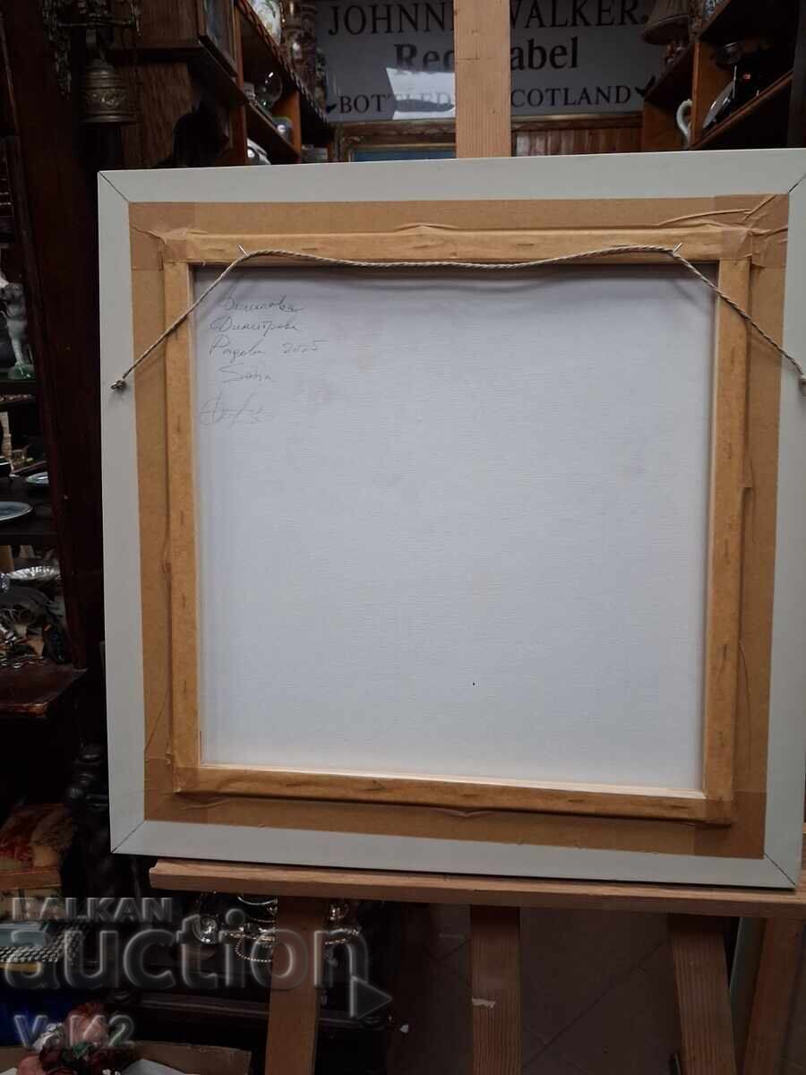 Tablou bulgar - Buchet de liliac într-o vază de sticlă - 5 Tablou bulgar - Buchet de liliac într-o vază de sticlă - 5