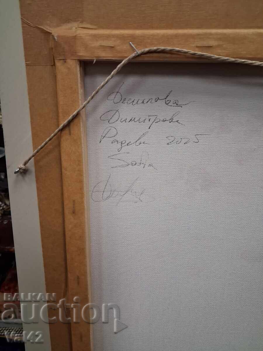 Tablou bulgar - Buchet de liliac într-o vază de sticlă - 6 Tablou bulgar - Buchet de liliac într-o vază de sticlă - 6