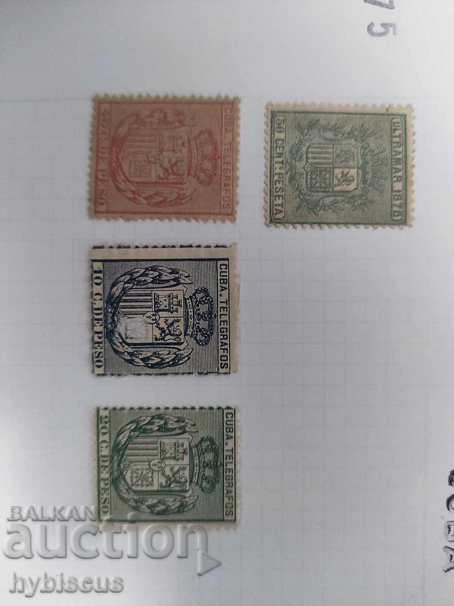 Colecție de 110 timbre poștale din Cuba din perioada 1874-195