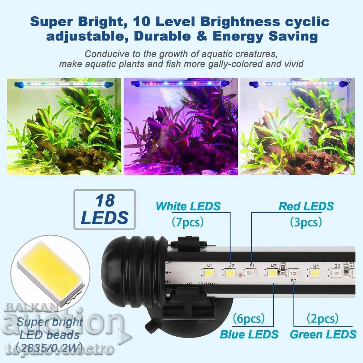 NEW! LED Aquarium Lighting RGB + White, Timer, Dimmable with price 16.00 BGN | € 8.18