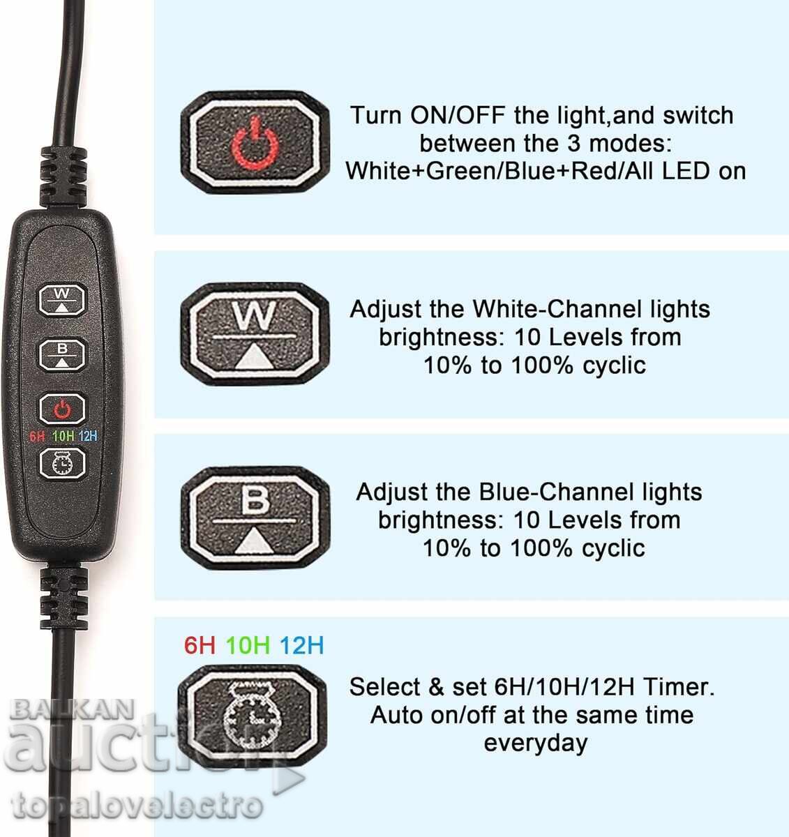 Auction  NEW! LED Aquarium Lighting RGB + White, Timer, Dimmable