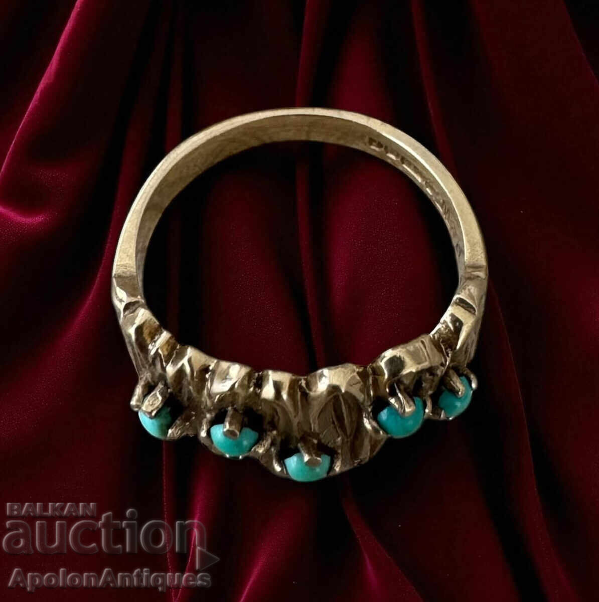 Auction  Art Deco gold ring with turquoise