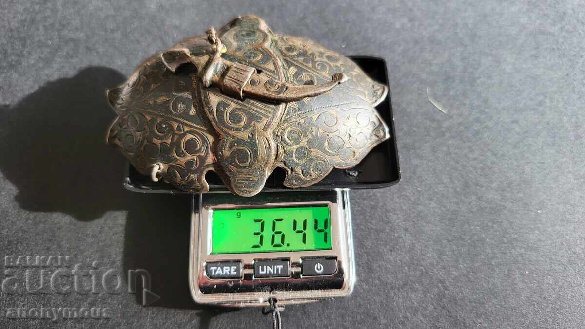 Russian, Kazakh silver niello buckle with imperial markings - 5
