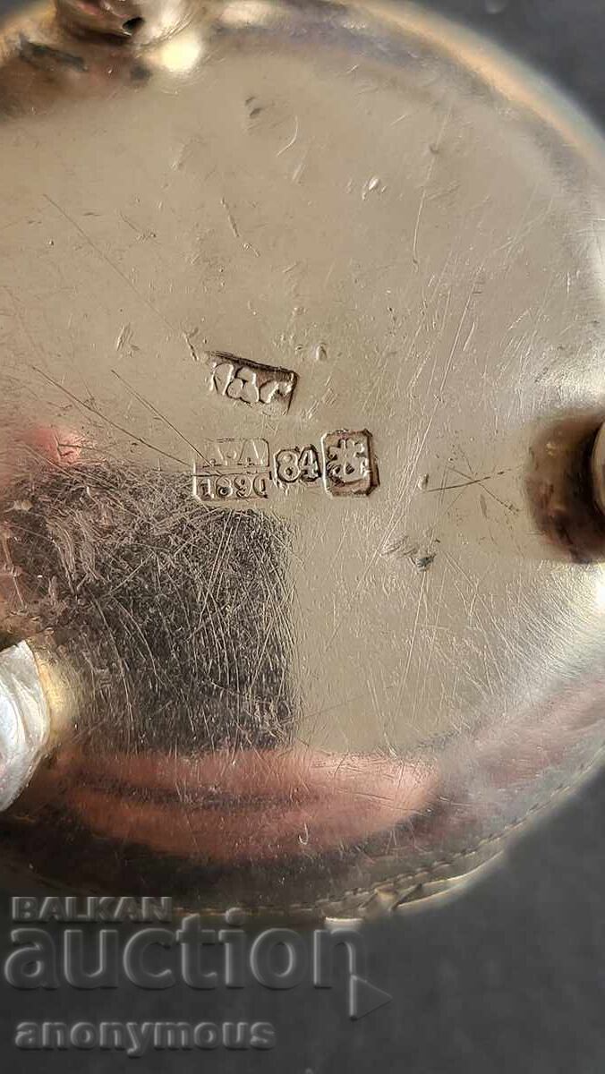 Δημοπρασία Ρωσική, αυτοκρατορική ασημένια αλατιέρα, πολλές σημάνσεις