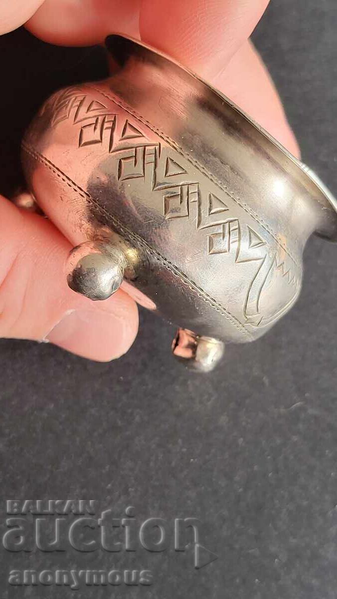 Παράδοση Ρωσική, αυτοκρατορική ασημένια αλατιέρα, πολλές σημάνσεις