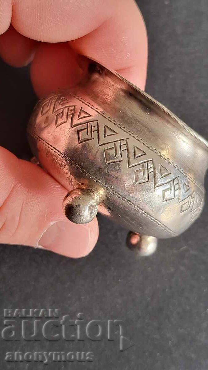 Ρωσική, αυτοκρατορική ασημένια αλατιέρα, πολλές σημάνσεις - 5