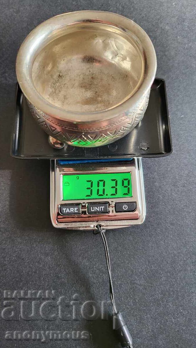 Ρωσική, αυτοκρατορική ασημένια αλατιέρα, πολλές σημάνσεις - 7